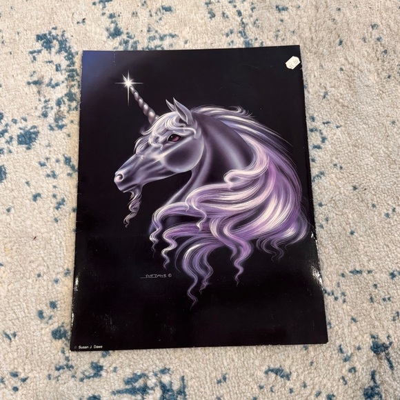 Vintage 80's Susan Sue Dawe Unicorn Portfolio Notebook Binder Folder Made USA - Picture 1 of 7